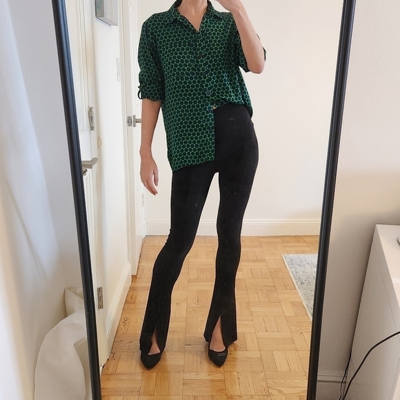 Michael Kors Green and black button up shirt, size small - Picture 2 of 9